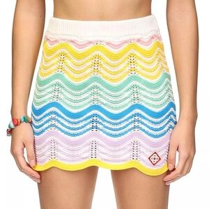 New Casablanca Knit Crochet Skirt Mini Multicolor Wavey Small